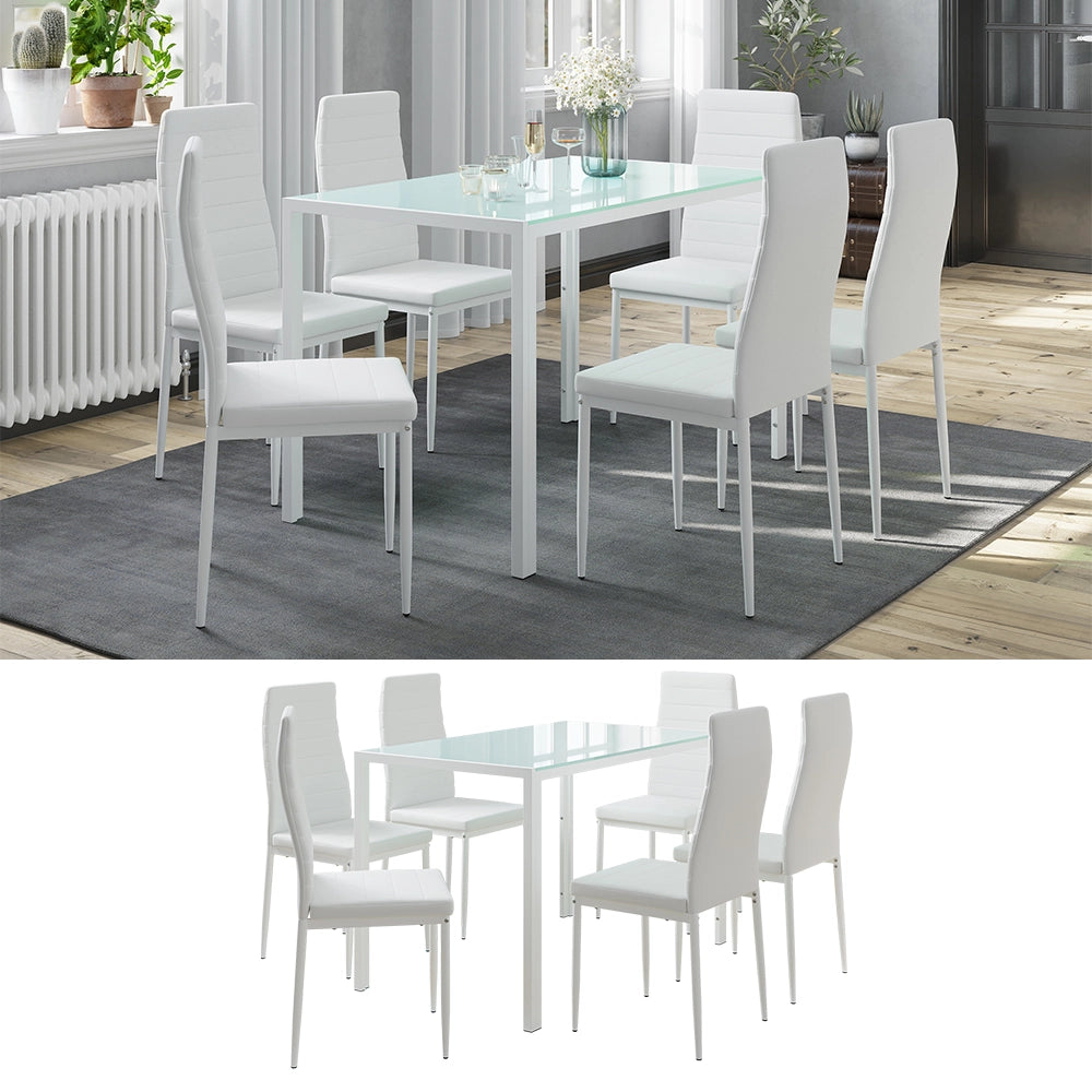Vicco Set da pranzo Bianco 120 x 75 cm con 6 sedie