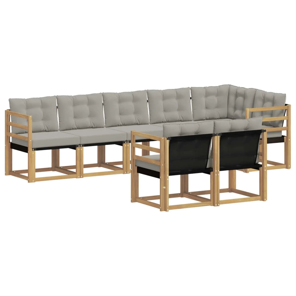 Set di divani da esterno 8 pz Bianco e Grigio Chiaro 3389585