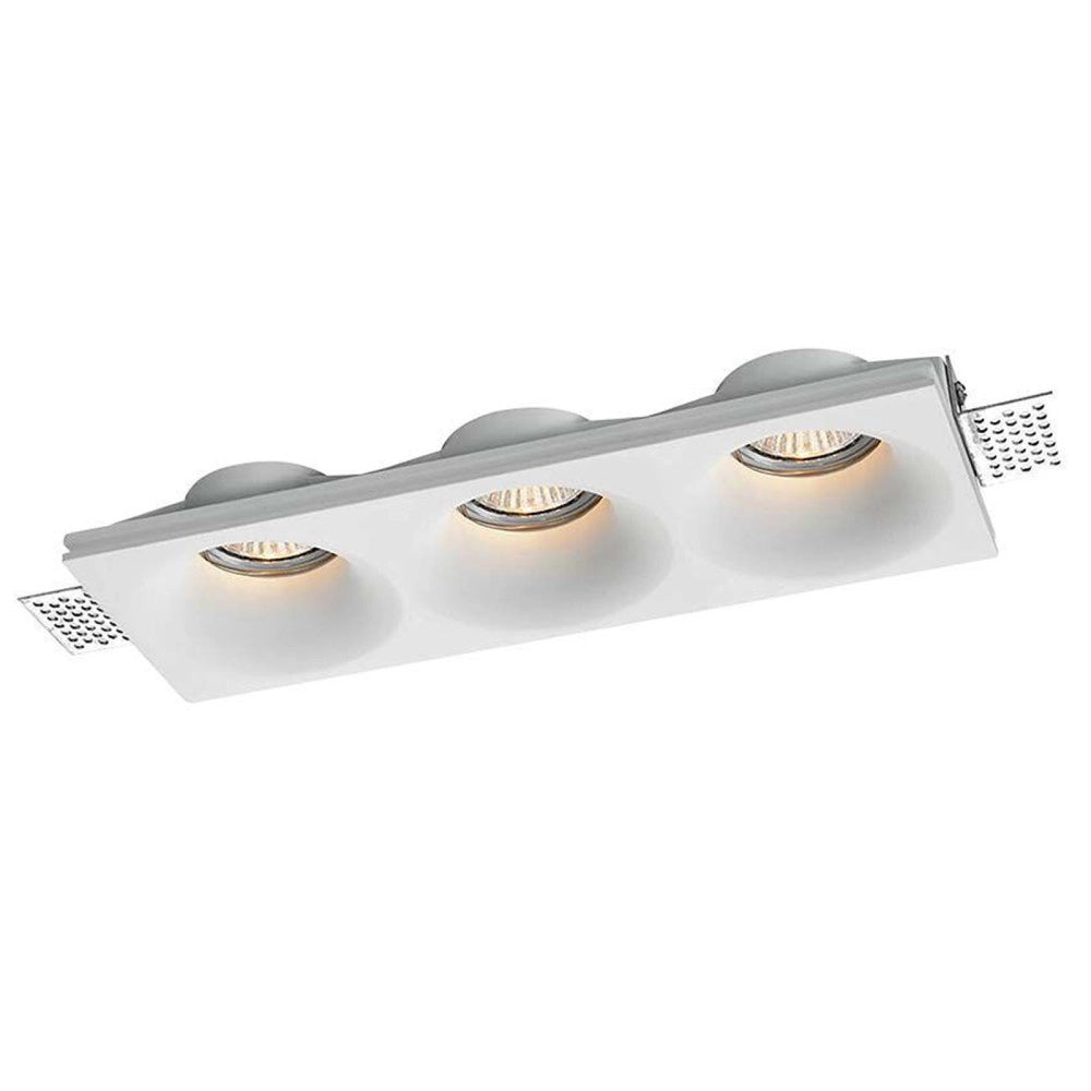 Trade Shop - Porta Faretto In Gesso A Scomparsa 3 Led Fori Da Incasso Soffitto Verniciabile -