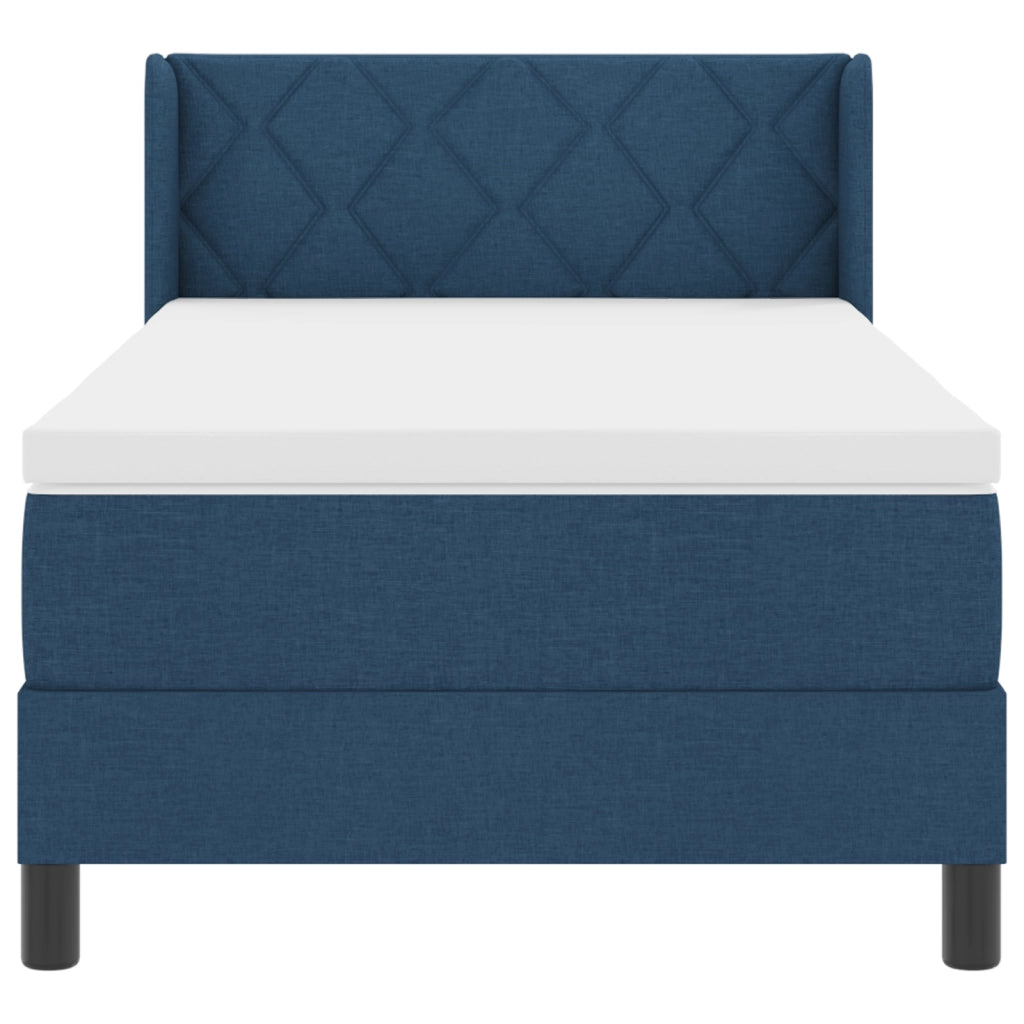 Letto con Box Spring e Materasso Blu 100x200 cm Tessuto