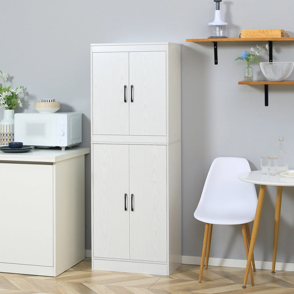 Armadio Cucina con 4 Ante e 5 Ripiani Aperti ¨C zephmum ¨C Bianco 60x36x168 cm