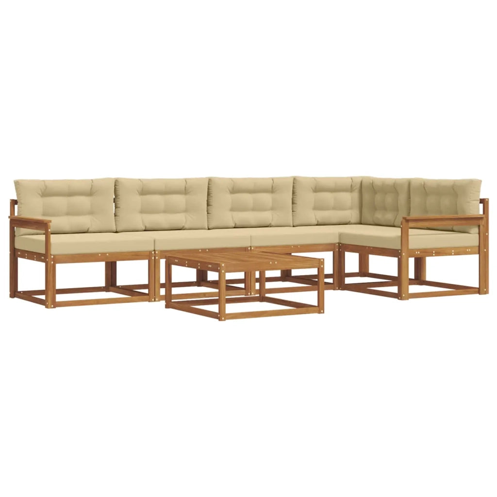 Set di divani da esterno con cuscino 6 pcs Naturale e Beige