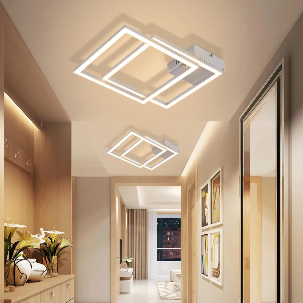 ZMH Plafoniera LED argento 24W 3000K moderna plafoniera quadrata per soggiorno camera da letto corridoio o ufficio