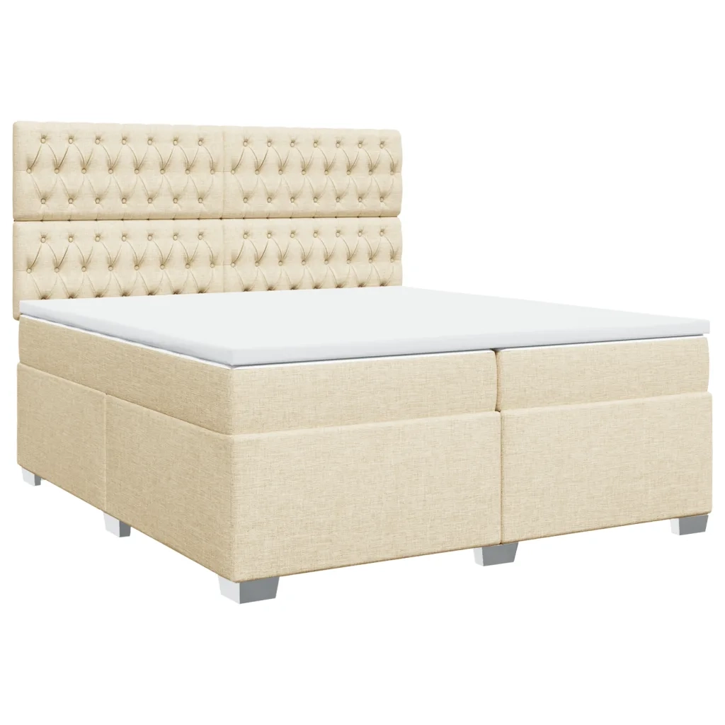 vidaXL Giroletto a Molle con Materasso Crema 200x200 cm in Tessuto
