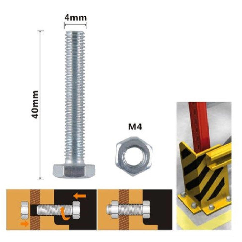 Trade Shop - Set 10pz Vite Viti Per Esterno A Testa Esagonali 4 X 40mm Con Dadi Dado M4 90907 -