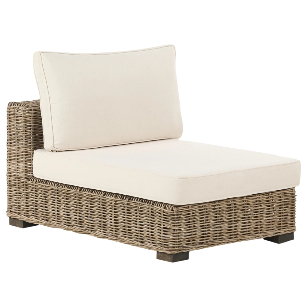 Set di conversazione da giardino grigio in rattan naturale divano da esterno con tavolino sinistro