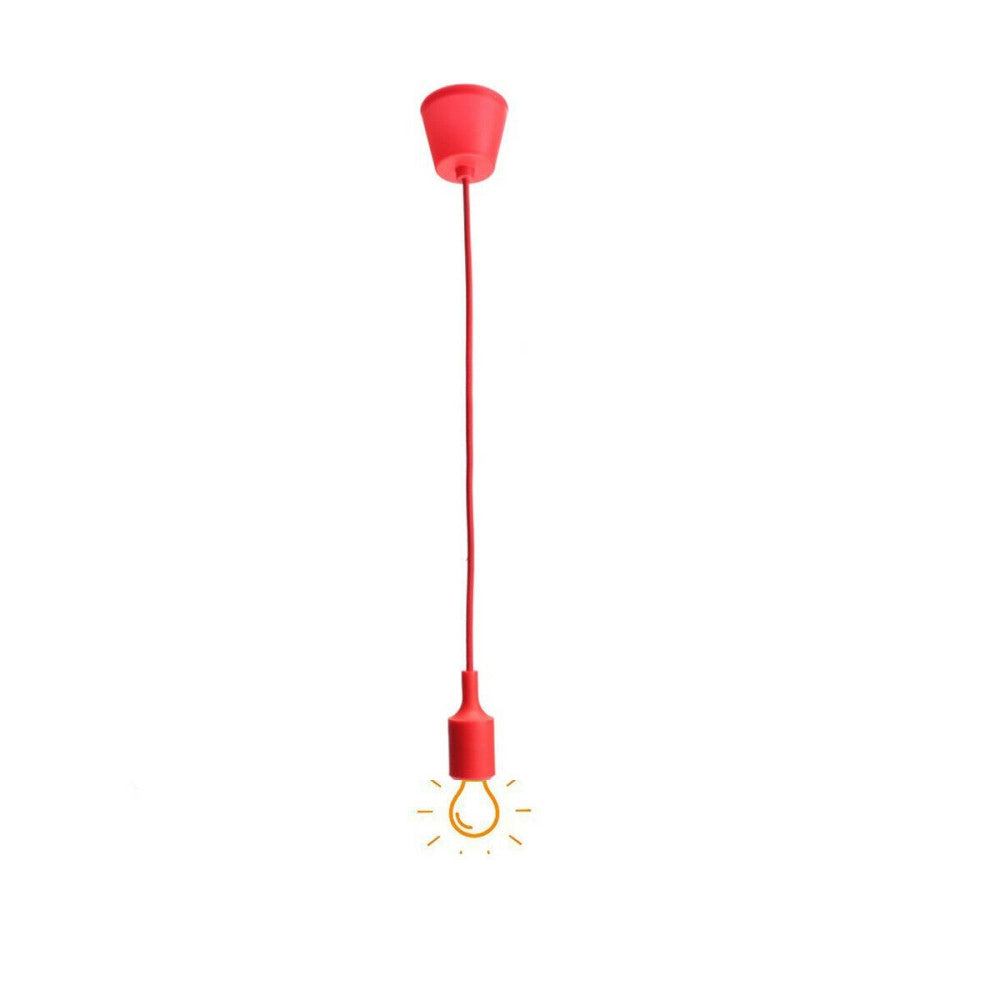 Trade Shop - Portalampada A Sospensione Pendente Lampadario Soffitto E27 Rosso Dt-j01 1 Metro -