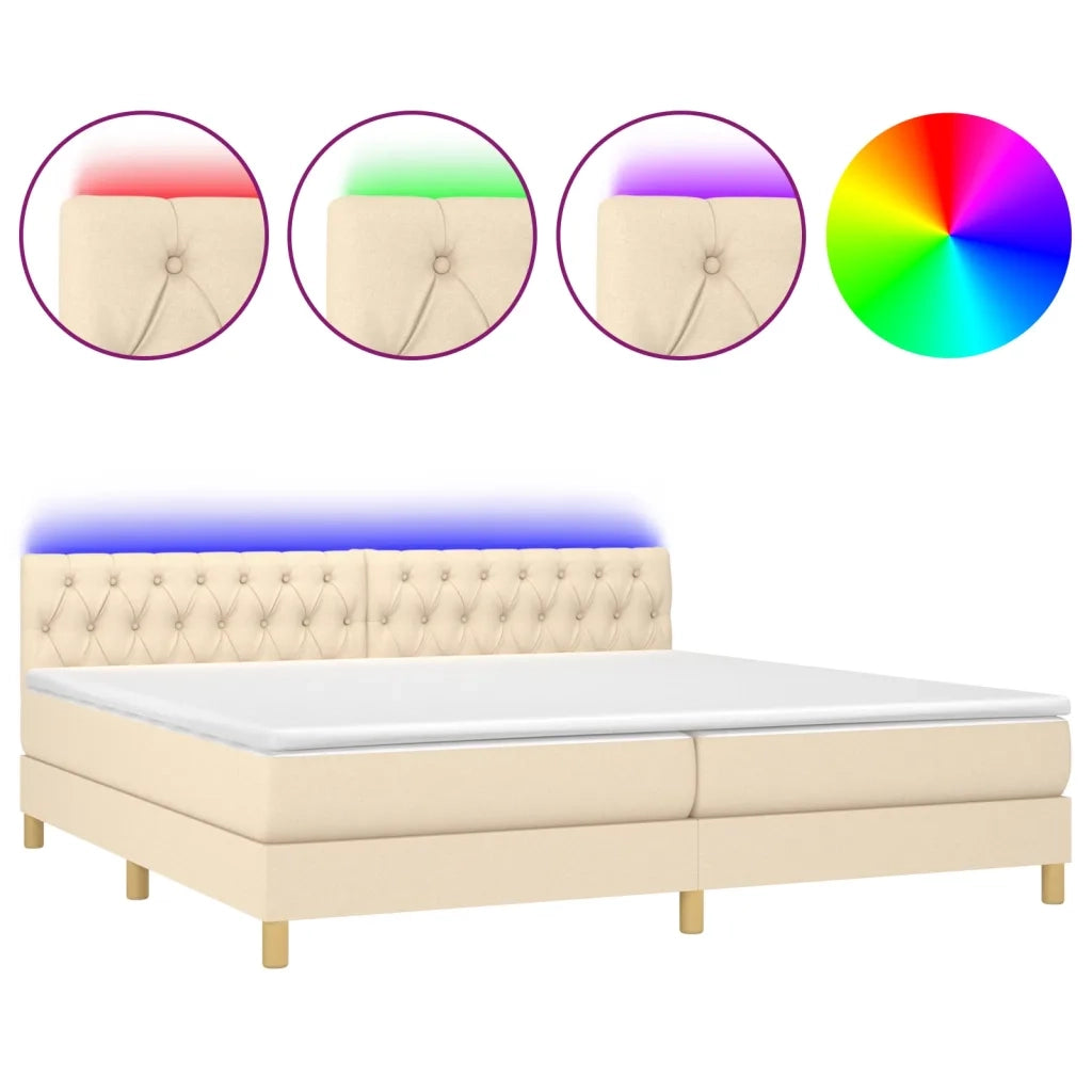 Letto a Molle Materasso e LED bianco 200x200cm in Tessuto cod mxl 60116