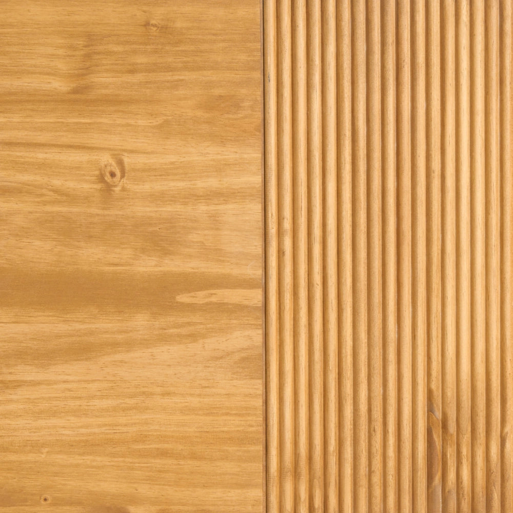 Letto con rete in legno di pino naturale color marrone chiaro, 160 x 200 cm, con testiera in stile scandinavo