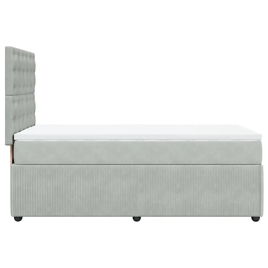 Giroletto a Molle con Materasso Grigio Chiaro 90x190 cm Velluto