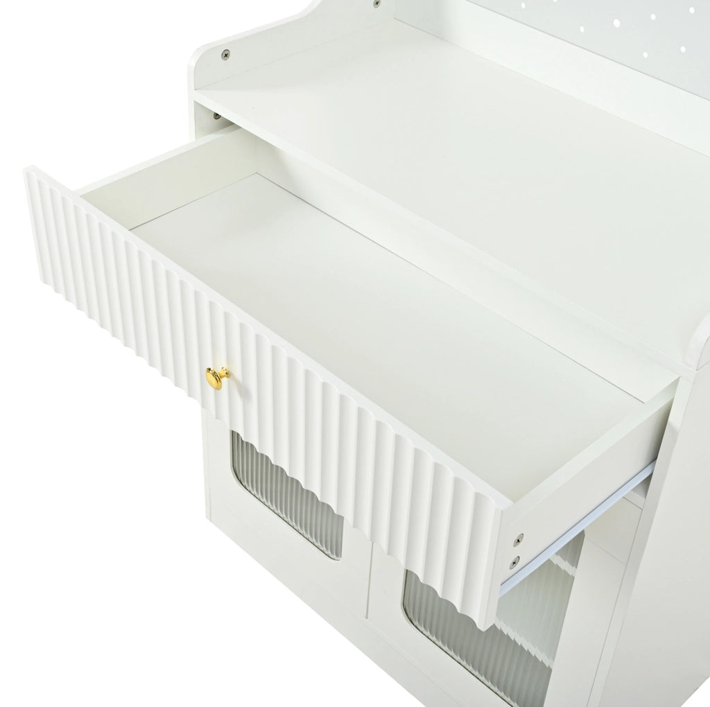 Credenza alta 80x40x180 cm bianca in MDF, ripiani regolabili