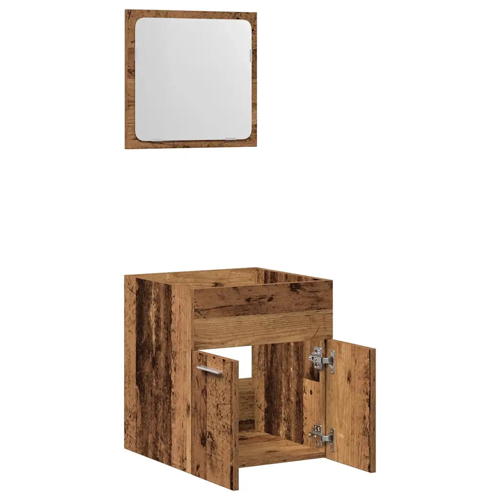Set Mobili da Bagno 2 pz Legno Antico in Legno Multistrato 862036