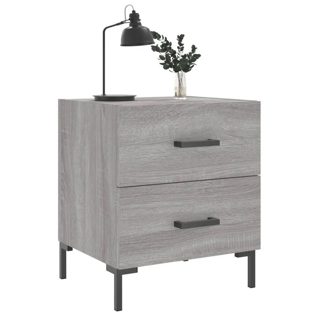 Set di 2 Comodini | Armadio da Notte | Mobiletto da notte Grigio Sonoma 40x35x47,5 cm in Legno Multistrato