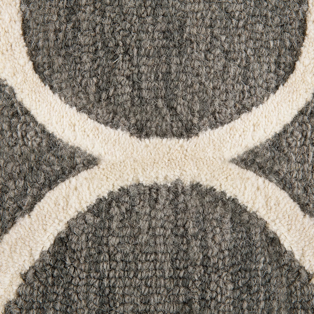 Tappeto Grigio Lana 160 x 230 cm Traliccio Quadrifoglio Trapuntato a Mano Orientale Trifoglio Marocchino