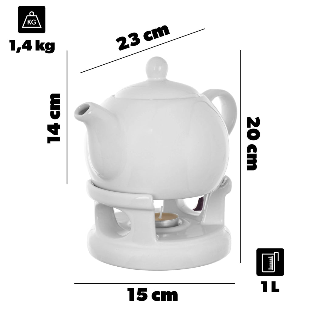 Teiera KADAX con riscaldatore, 1 litro, in ceramica, confezione regalo con 2 tazze.