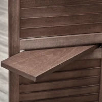 Paravento Interno a 4 Pannelli 162L x 170H cm 3 Ripiani Pieghevoli Separatore di Ambiente Porte a Persiana Legno di Paulownia Noce