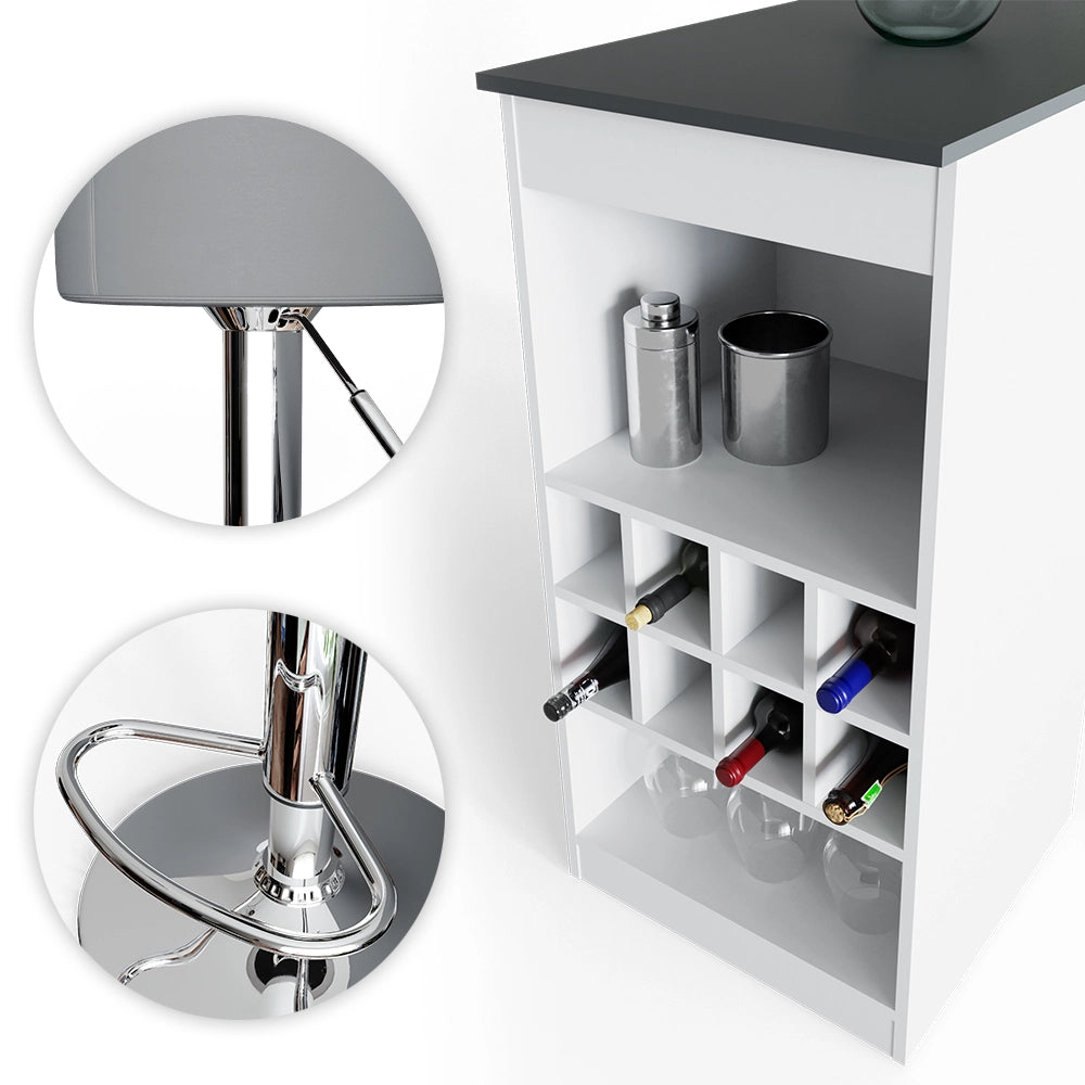 Vicco Tavolo bar con sgabelli Bianco/antracite 115 x 50 cm con 2 sgabelli da bar