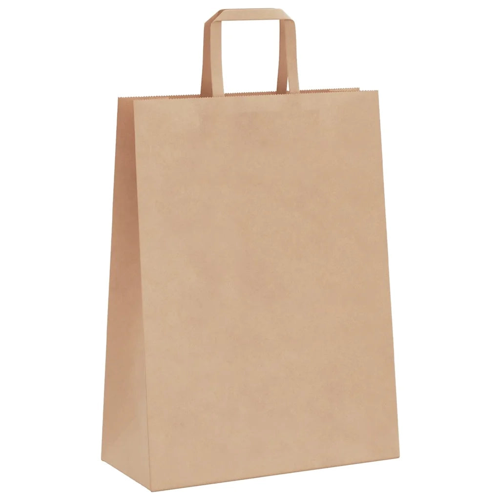 Sacchetti di Carta 250 pz con Manici Marrone 26x12x35 cm 4101814