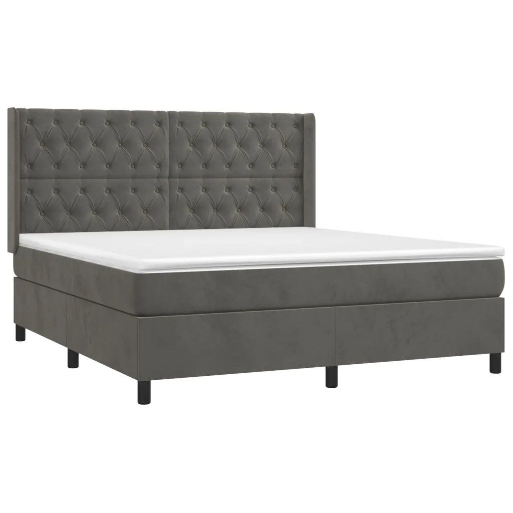 Giroletto a Molle con Materasso Grigio Scuro 160x200 cm Velluto 3132868