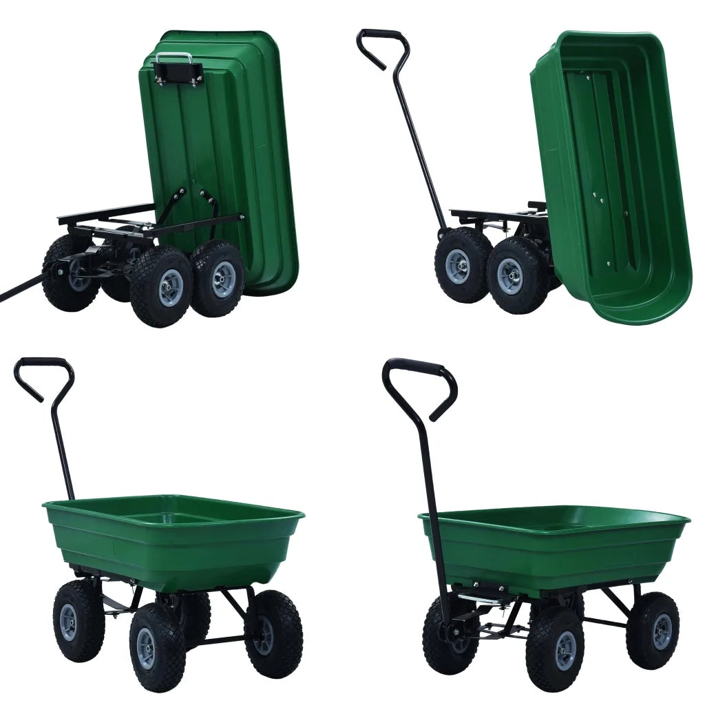 Carrello Manuale Ribaltabile da Giardino 300 kg 75 L Verde cod mxl 48721