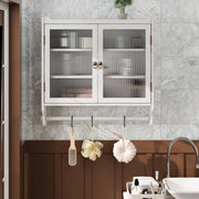 Armadietto da Bagno con Ante in Vetro e Portasciugamani ¨C Xylo ¨C Bianco, 60 cm, 3 Ripiani
