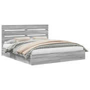 Letto matrimoniale | Letto per adulti | Letto con Contenitore con testiera Grigio Sonoma 200 x 200 cm