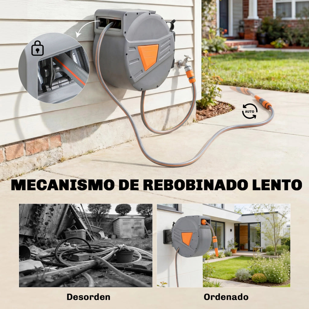 Carrete per Tubo da Giardino Retrattile 20+1,6 m ¨C zephmum ¨C Grigio