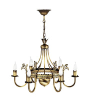 Lampadario retro in ottone patinato 6xE14 Korona Jupiter