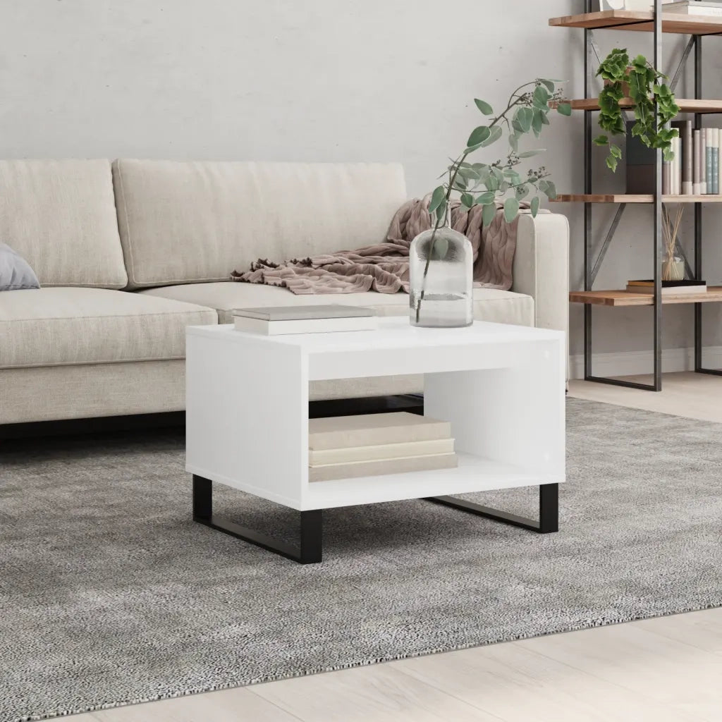 Tavolino da salotto | Tavolino da caff¨¨ | Tavolino da Soggiorno Bianco 60x50x40 cm in Legno Multistrato