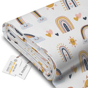 Tela Acquaparante per Metri 160 cm Larghi - Tessuto Acquafondente 220 g/m2 600D - Tela Acquaparante per Metri con Tessuto Acquafondente 1M - Cartone Arcobaleno e Sole
