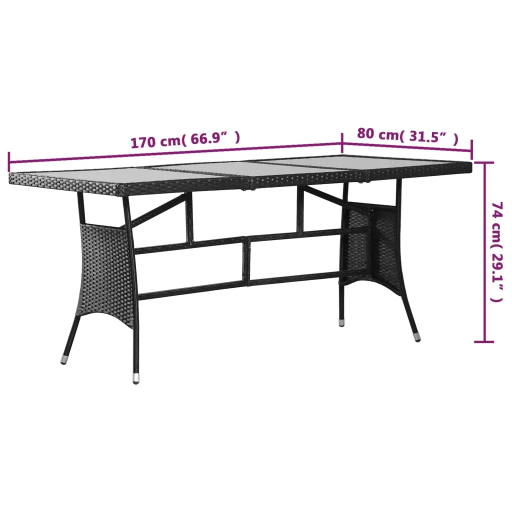 Tavolo da Giardino Nero 170x80x74 cm in Polyrattan 318714