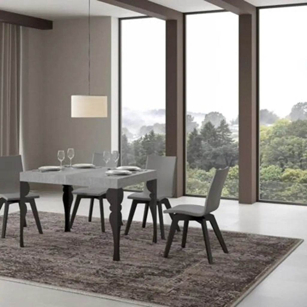 Tavolo allungabile 110/194x70 cm Paxon colore cemento gambe antracite