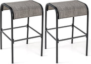 Set di 2 Sgabelli da Giardino,Sgabello da Giardino in Tessuto Texlilene, Sgabello da Bar da 76 cm, con Seduta Curva in Tessuto, Struttura in Metallo, Portata 180 kg, 47 x 47 x 76 cm