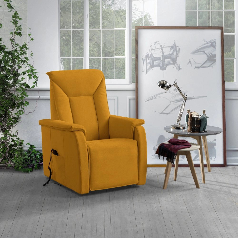 Poltrona Alzapersona Elettrica 2 Motori 82x108x84 cm Baila in Microfibra Dispositivo Medico 1 Giallo