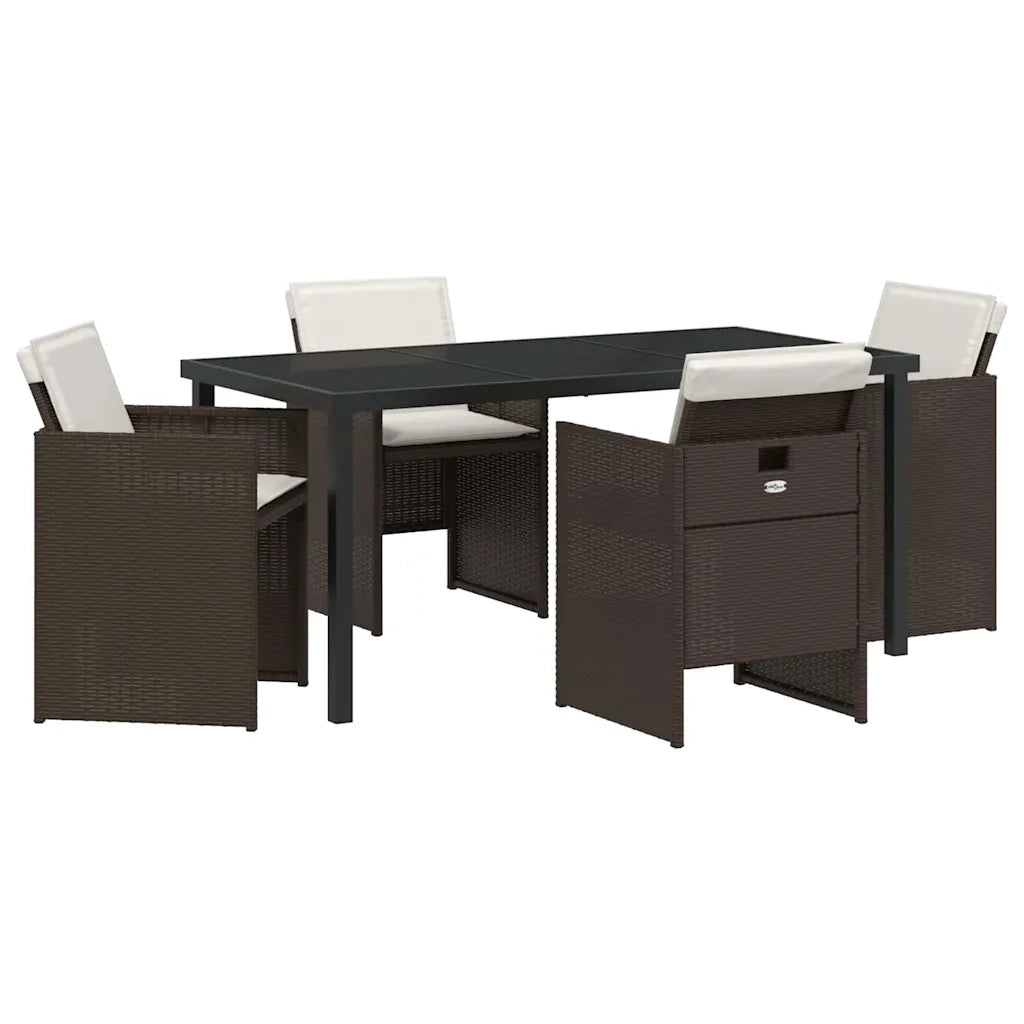 Set da Pranzo per Giardino 5 pcs Marrone polyrattan 3380603