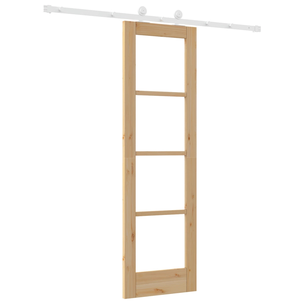Porta Scorrevole con Set di Hardware 'ORKDAL'Legno Massiccio e Vetro