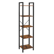 Libreria a 5 ripiani con struttura in acciaio per soggiorno ufficio corridoio stile industriale marrone 153 cm rustico e nero 12_0002794