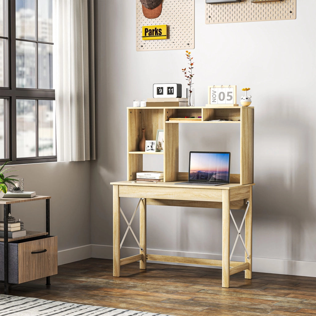 Scrivania con libreria e cassetti ¨C Minimal ¨C legno rovere 120x50x120