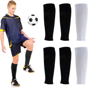 Set di 3 Paia - Calzettoni da Squadra con Protezione alla Coscia - Nero e Bianco - Calzettoni con Maniche - Ideali per la Pratica Calcistica - Adatti a Principianti.