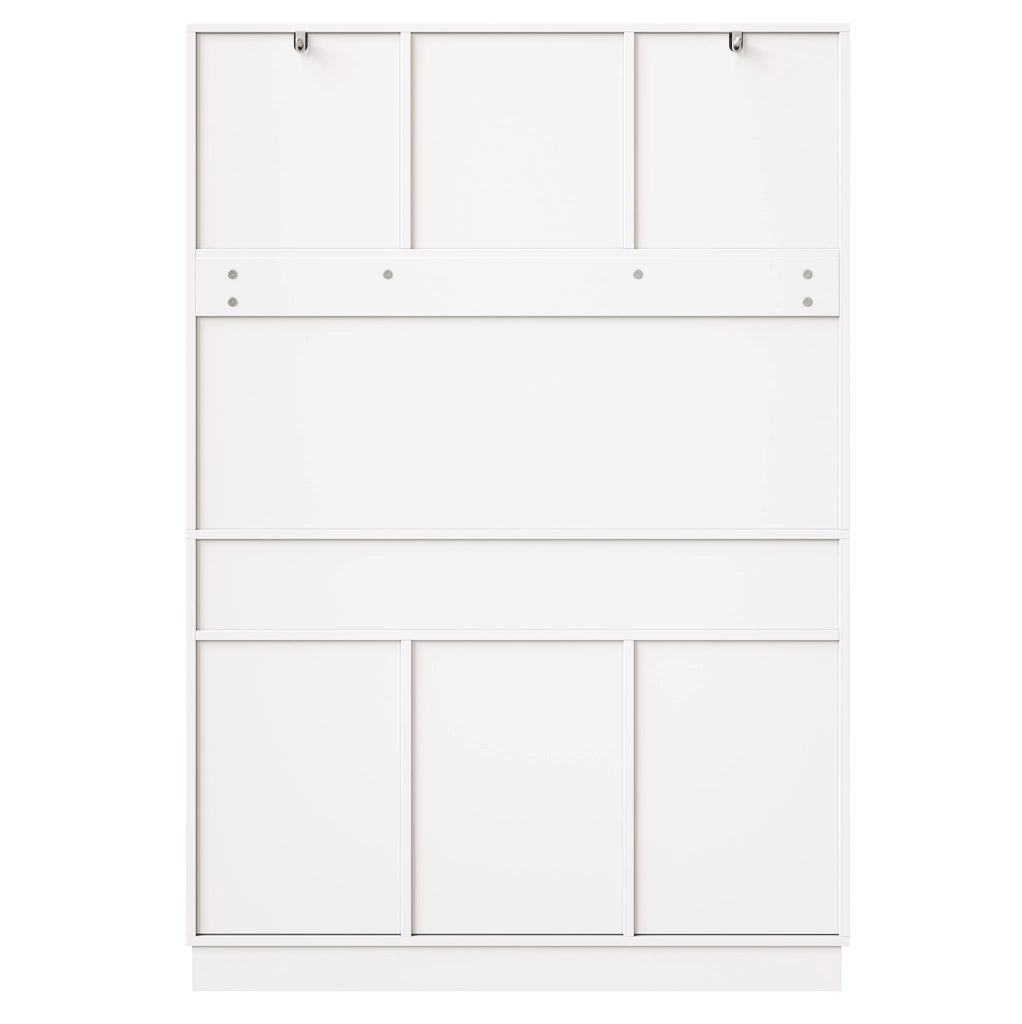 Hochschrank cucina 120x40x183.5 cm con illuminazione LED; 8 cassetti e chiusura magnetica in MDF bianco