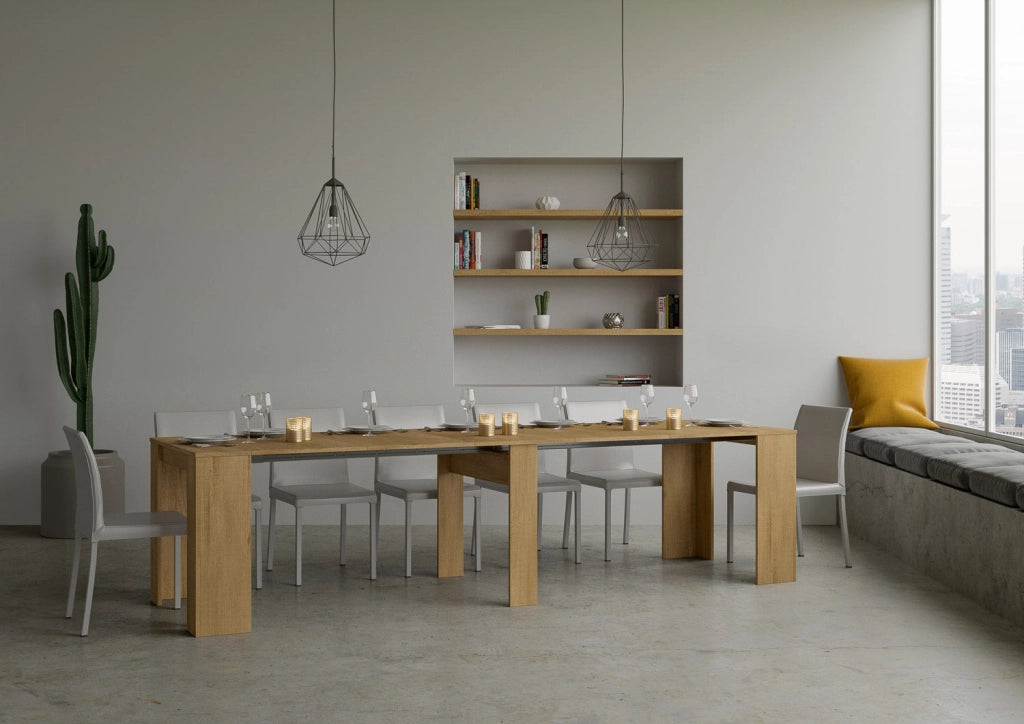 Consolle Allungabile 90-308x48x77 cm in Nobilitato Marrone