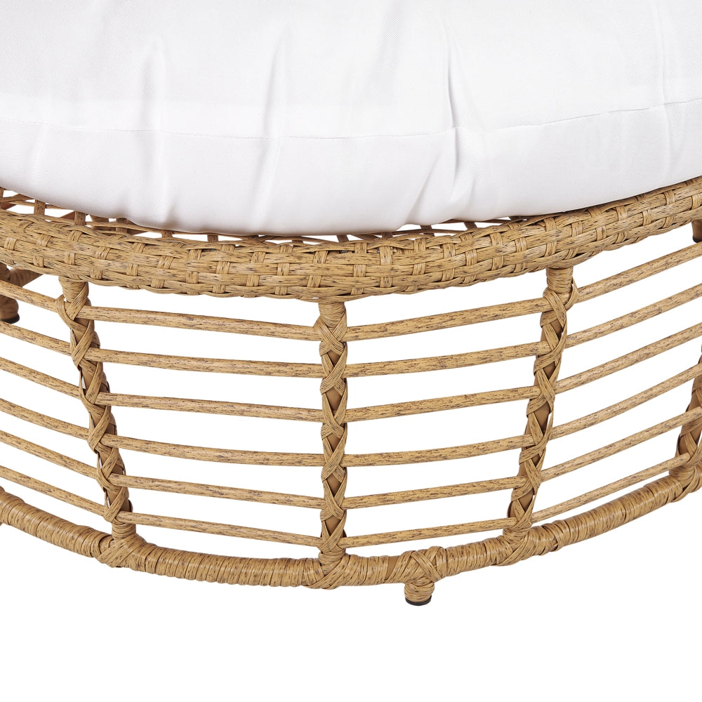 Sedia Cestino Beige Rattan Cuscino Seduta Schienale Alto Boho Terrazza Soggiorno