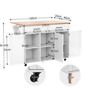 Buffet con piano ribaltabile - Xylo - 129x46x91cm bianco 2 cassetti
