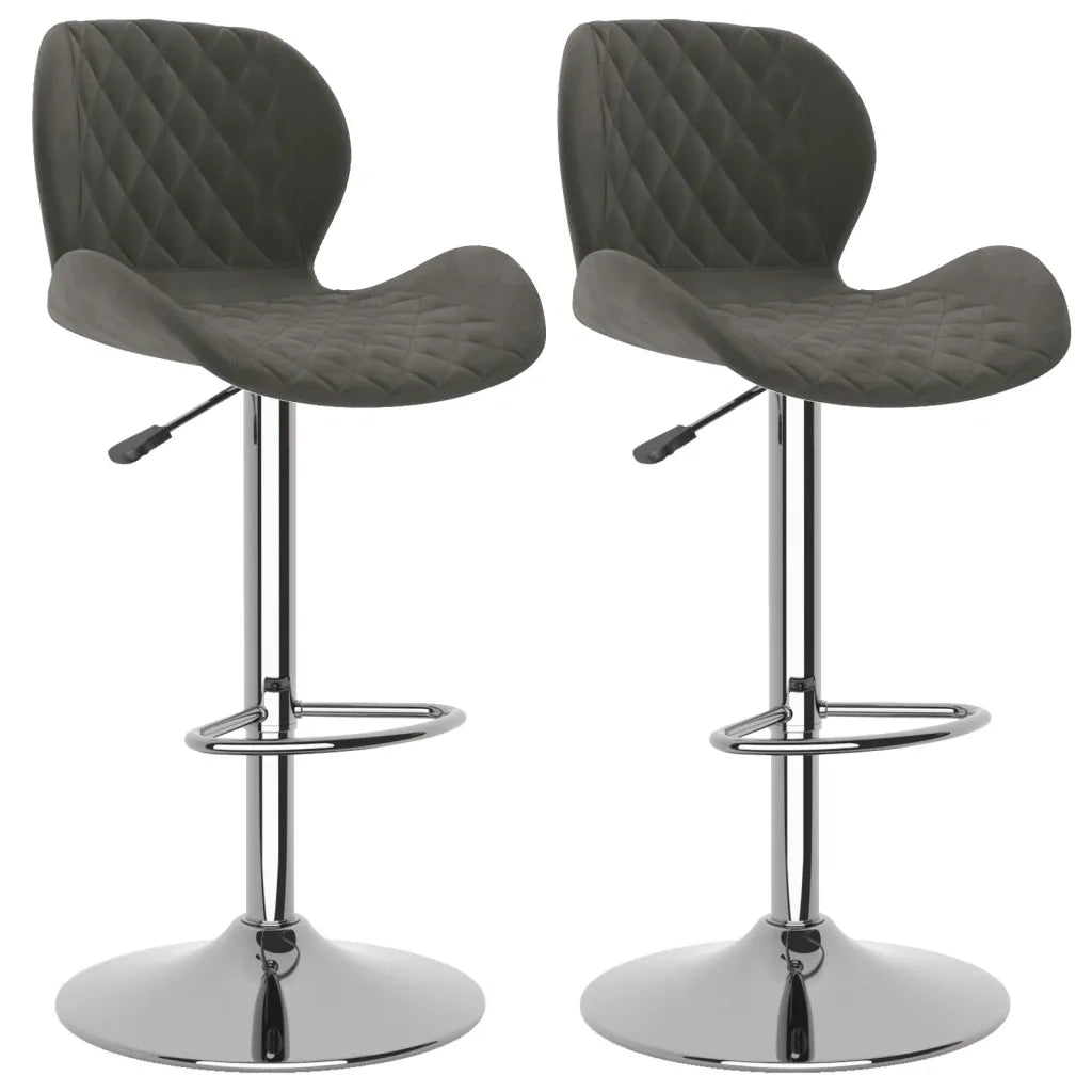 Sgabelli da Bar 2 pz Grigio Scuro in Velluto cod mxl 57327