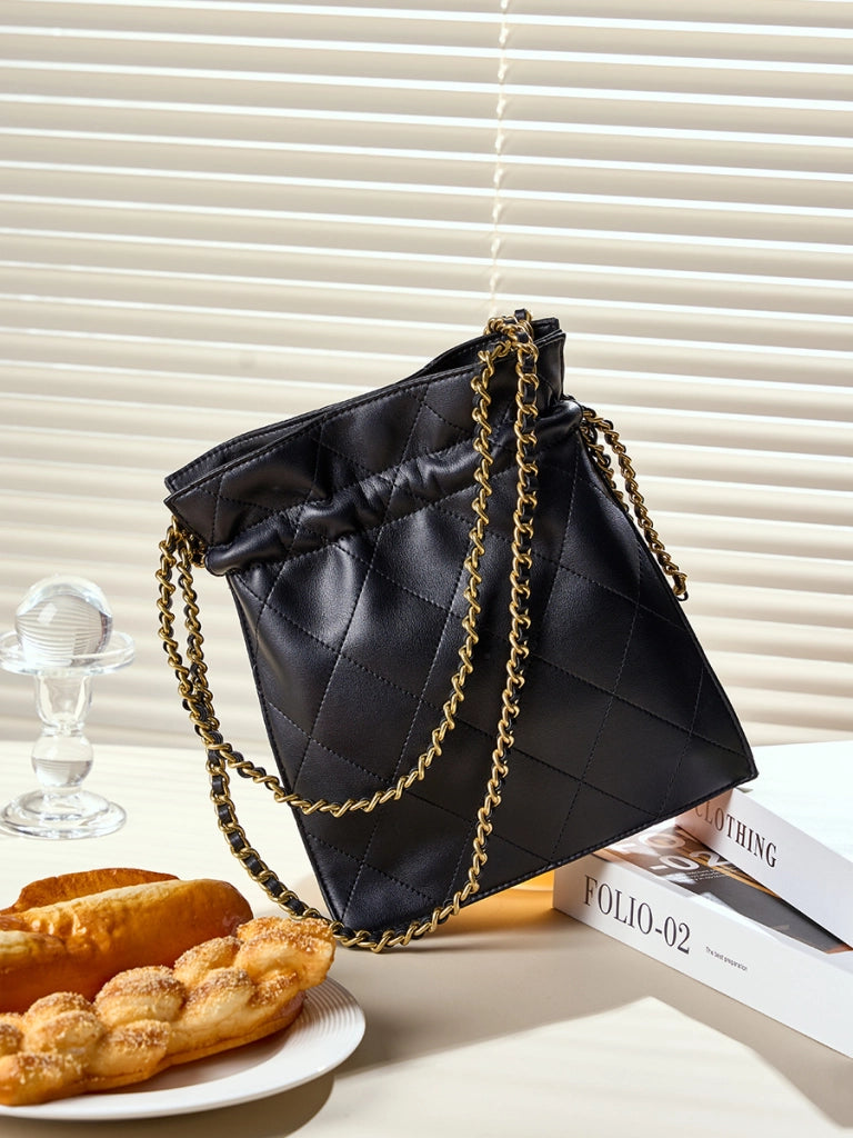 Borsa a mano/a tracolla da donna in vera pelle, colore nero.
