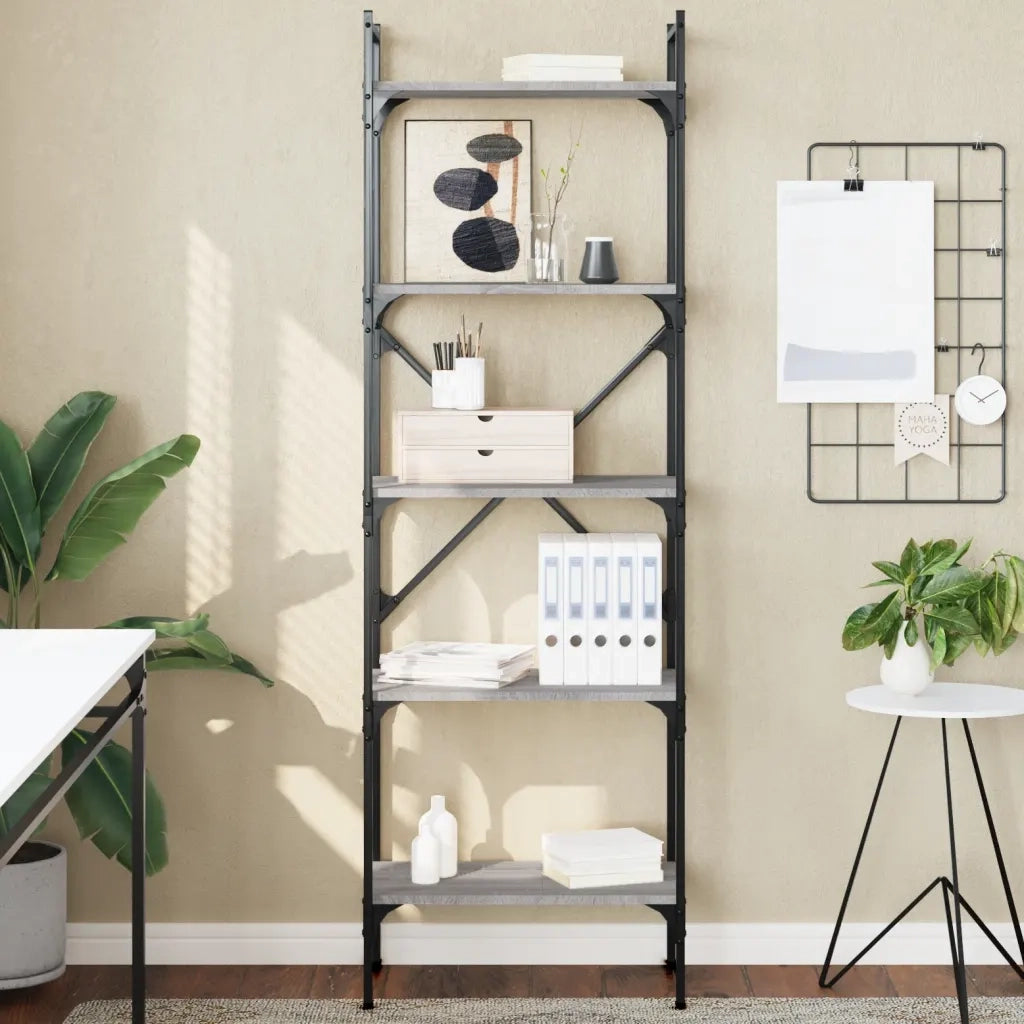 Libreria Grigio Sonoma 5 Ripiani 56x31,5x174 cm Multistrato 833346