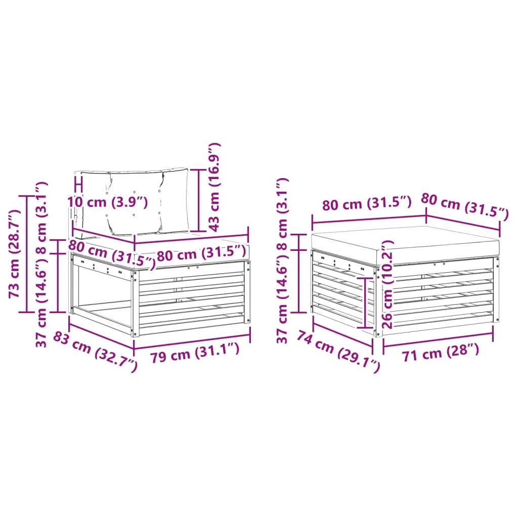 Set di divani da esterno 5 pcs Grigio Naturale e Chiaro 3373296