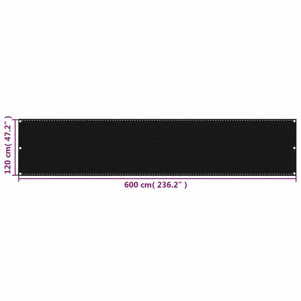 Paravento da Balcone Nero 120x600 cm in HDPE cod mxl 9925