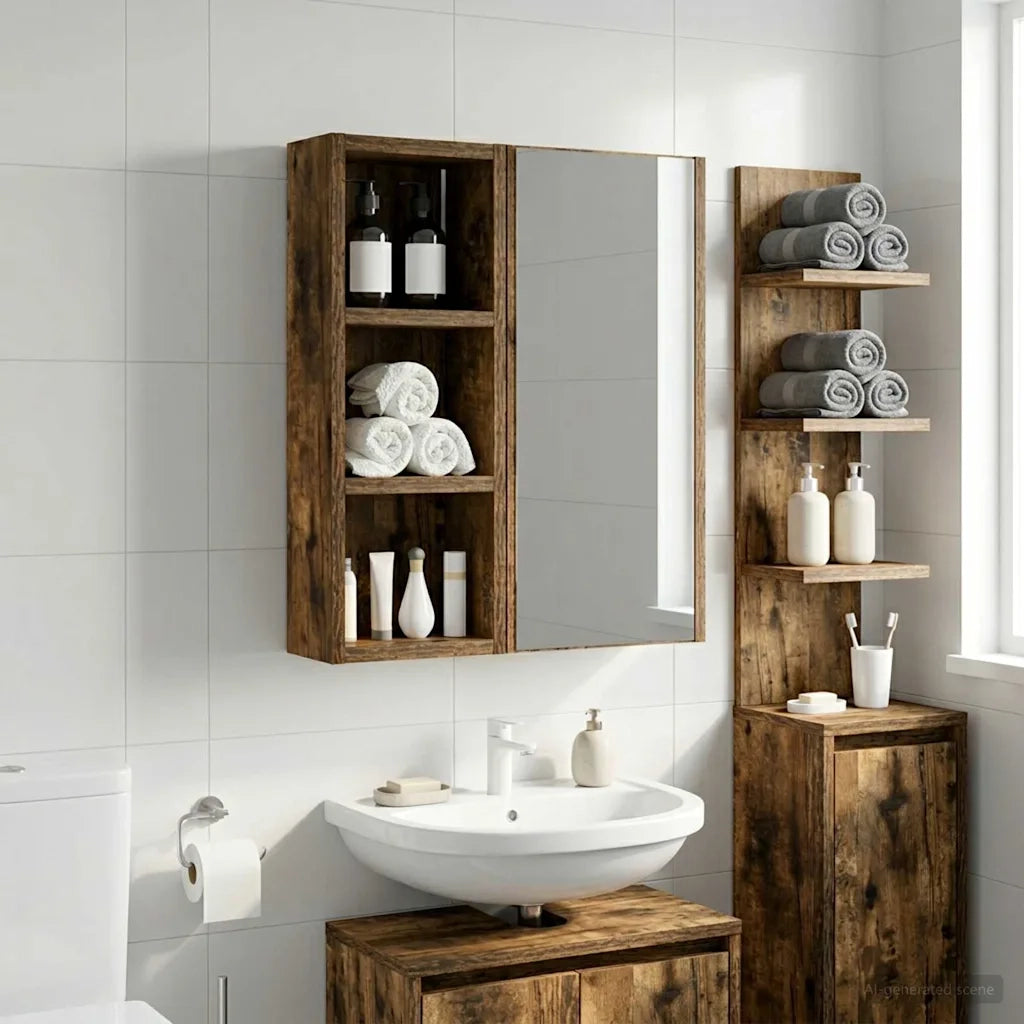 Armadio da bagno a muro Quercia Affumicata 20 x 10 x 50 cm 889283