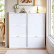 Armadio per scarpe a 6 scomparti - Xylo - 120x23x118 cm - Bianco - Compartimenti pieghevoli